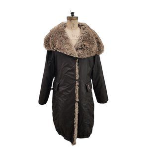 Vintage Disneyland Resorts Womens Brown Fur Coat Jacket Mickey Mouse S EUC